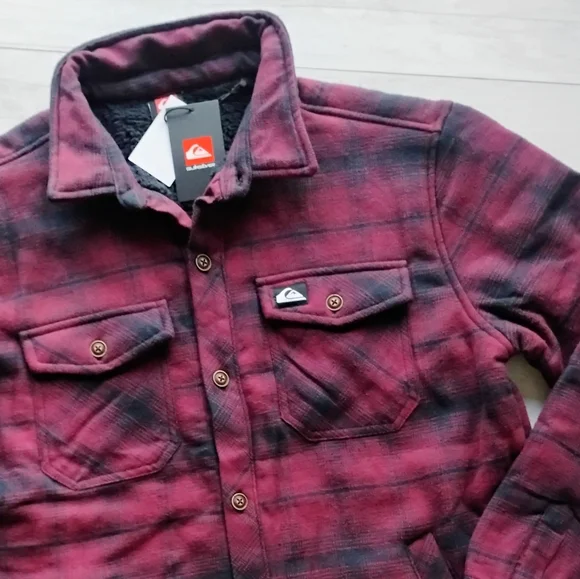 QUIKSILVER NEW Gideon Cold Days Sherpa Lined Flannel Shirt Jacket - Picture 2 of 12
